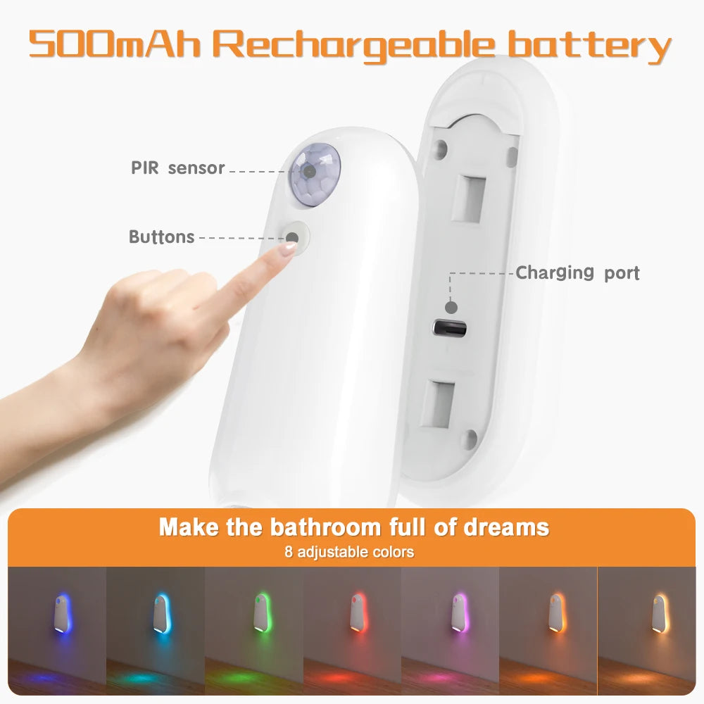 Cantarini GlowSense™ Smart Motion Night Light (8-Color USB Rechargeable)