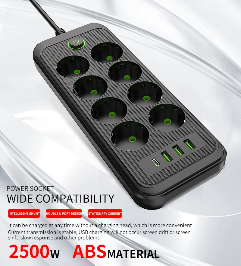 Cantarini PowerHub™ Multi-Socket Strip (8 AC + 3 USB + 1 Type-C, 2 m)