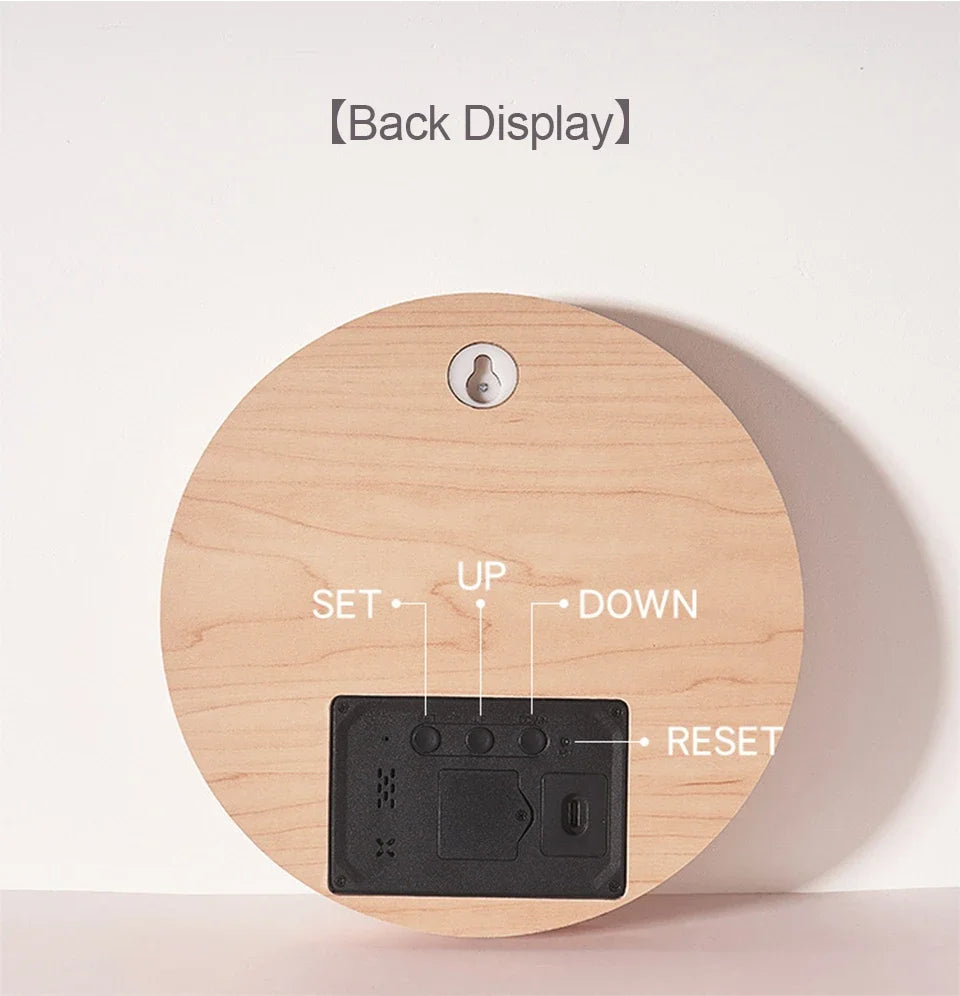 Cantarini ChronoGlow™ LED Digital Wall Clock (Temperature + Date Display, Rechargeable / Plug-In)