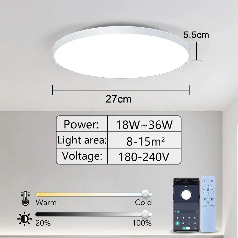 Cantarini AURA™ Smart LED Ceiling Lamp (36W, App + Remote Control)