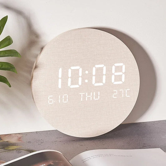 Cantarini ChronoGlow™ LED Digital Wall Clock (Temperature + Date Display, Rechargeable / Plug-In)