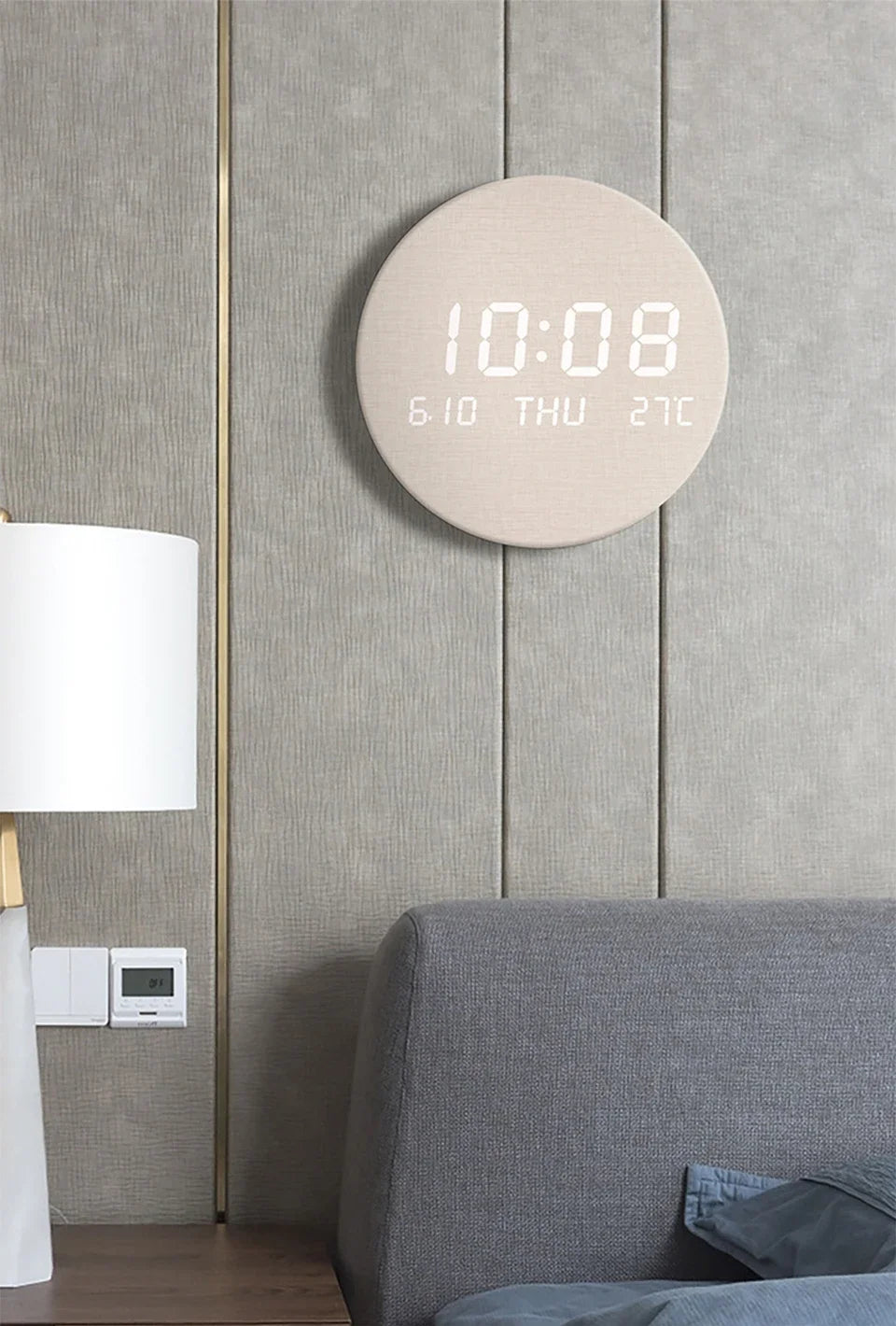 Cantarini ChronoGlow™ LED Digital Wall Clock (Temperature + Date Display, Rechargeable / Plug-In)