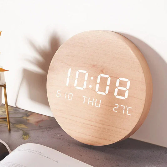 Cantarini ChronoGlow™ LED Digital Wall Clock (Temperature + Date Display, Rechargeable / Plug-In)
