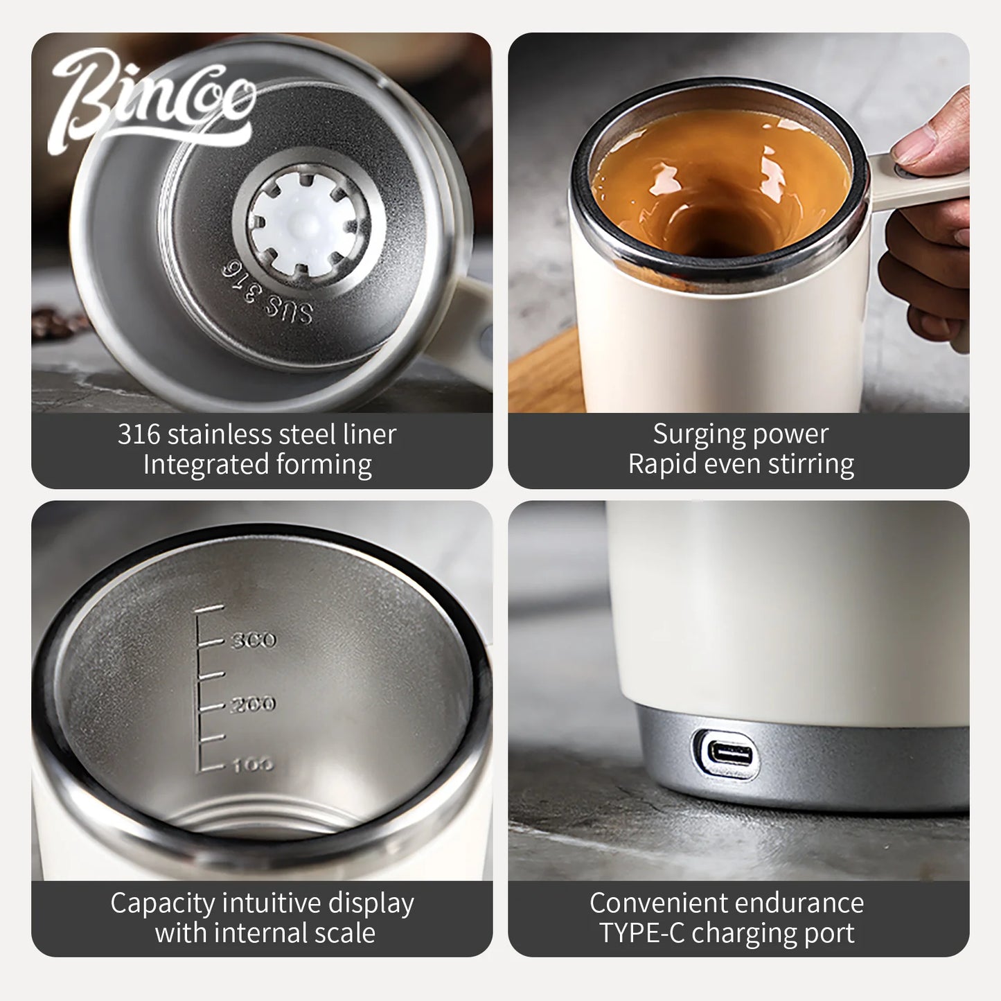 Cantarini AutoMix™ Self-Stirring Mug (Stainless Steel Magnetic Cup)