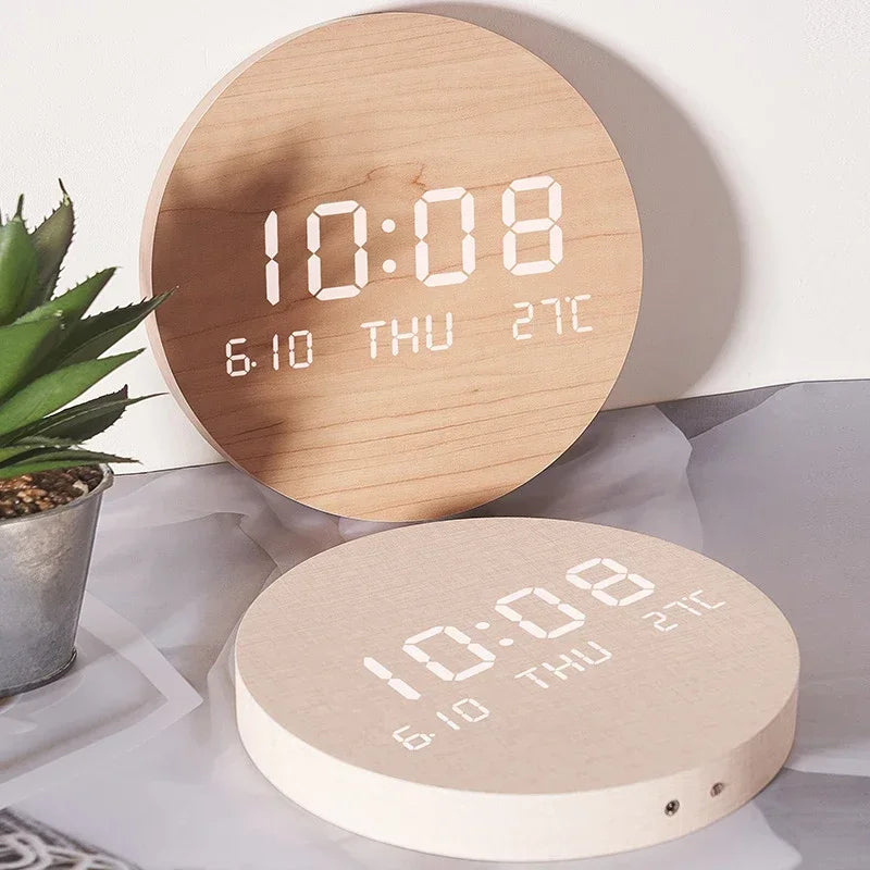 Cantarini ChronoGlow™ LED Digital Wall Clock (Temperature + Date Display, Rechargeable / Plug-In)